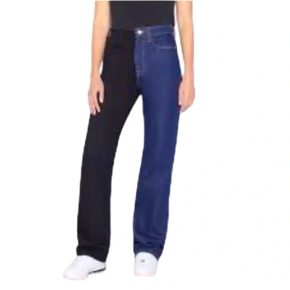 FRAME Le Jane Colour-Block StraightLeg High-Rise Stretch Denim Jeans Size27 Tall - Picture 1 of 12